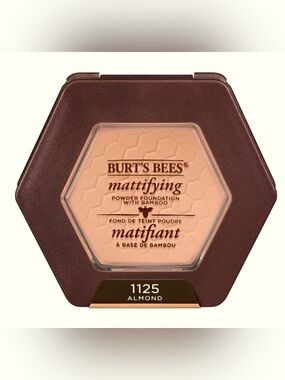 🆕 Burt's Bees Mattifying Powder Foundation in Almond - Brown & Beige Compact